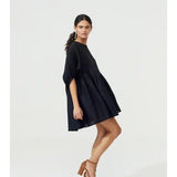 One Size Black Linen Dress - Amanda