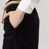 Wide Leg Corduroy Pant - Black