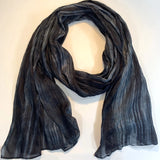 Skinny Silk Watercolor Scarf - Charcoal