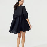 One Size Black Linen Dress - Amanda