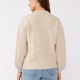 Oatmeal Cable Knit Zip Sweater