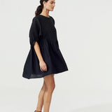 One Size Black Linen Dress - Amanda