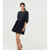 One Size Black Linen Dress - Amanda