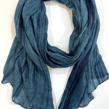 Skinny Silk Watercolor Scarf - Dark Denim