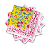 Napkins - Pink & Yellow Block print - Set of 4