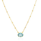 Gold Beaded Blue Topaz Necklace