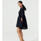 One Size Black Linen Dress - Amanda