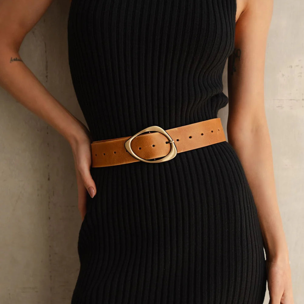 Ada Luxe belt in Cognac brown, wonderful fall belt in Argentine leather, vegetable dyed