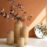 Rattan Wrapped Glass Vases