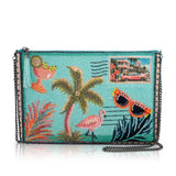 Beaded Tropical Postcards Bag