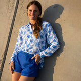 Linen Anastasia Shirt - Blue Pomegranate