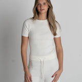 Cashmere Blend Short Sleeve Crew Neck Sweater