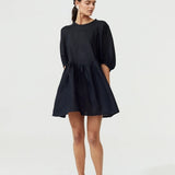 One Size Black Linen Dress - Amanda