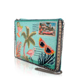 Beaded Tropical Postcards Bag